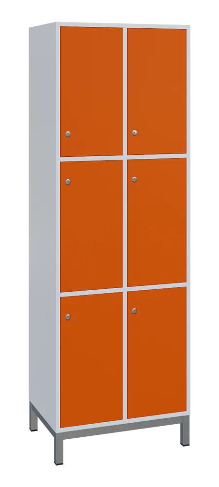 SBS-3322 šatní skříň 6-boxová, 1800x600x400 mm, kovové nohy, korpus bílý, dvířka pomeranč